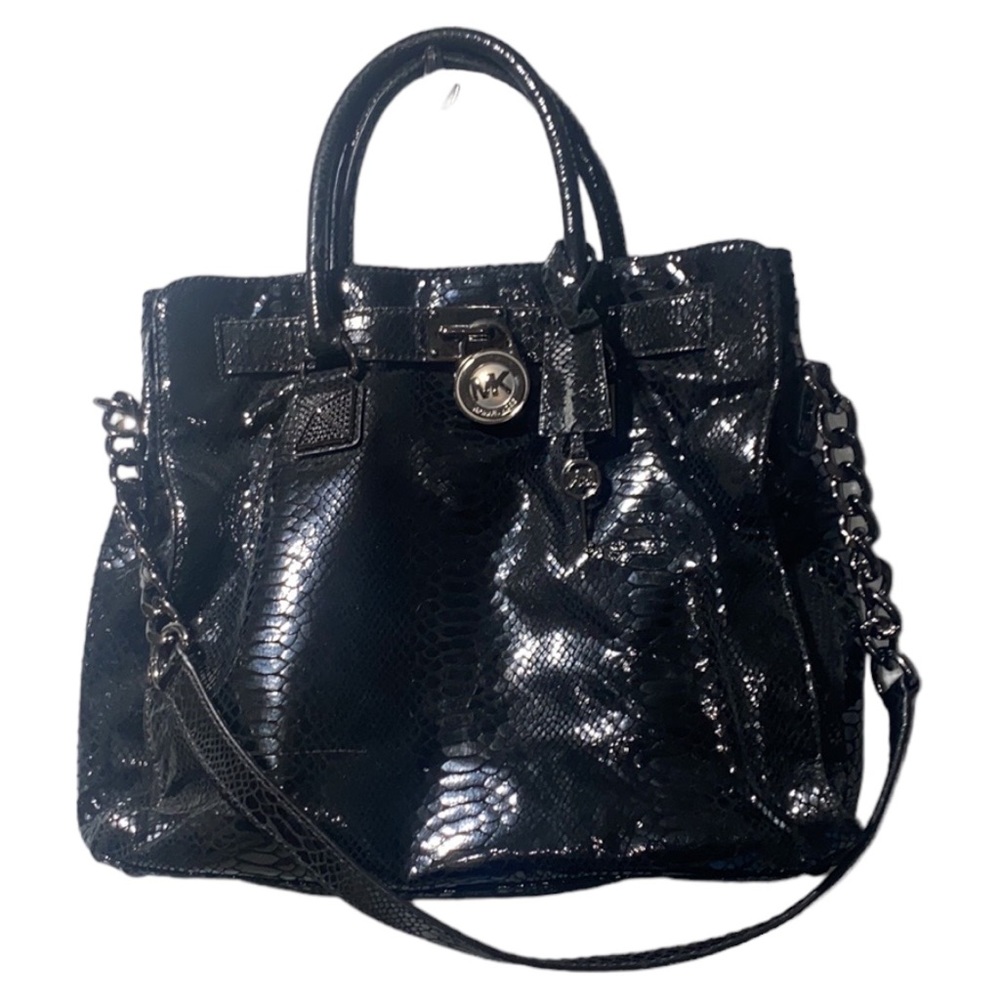 Michael Kors Python Leather Hamilton Handbag Blac… - image 2